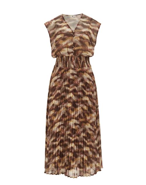 WE Fashion Blusekjole  beige / brun / mørkebrun / sennep