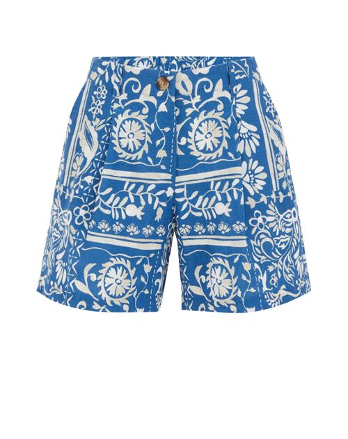 WE Fashion Bukser med lægfolder  blå / greige / hvid