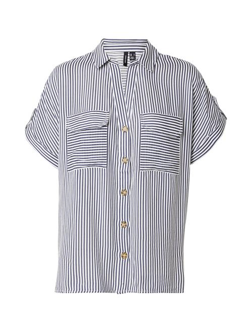 VERO MODA Bluse 'BUMPY'  natblå / hvid