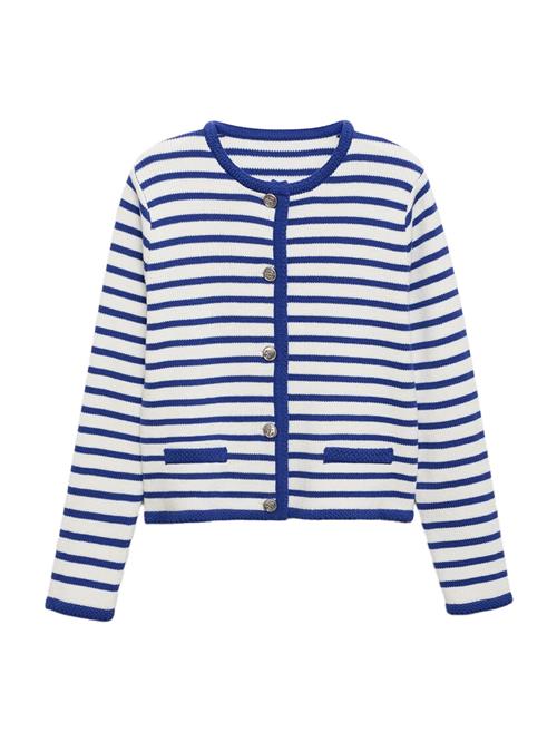 MANGO Cardigan 'ELIOT'  blå / hvid