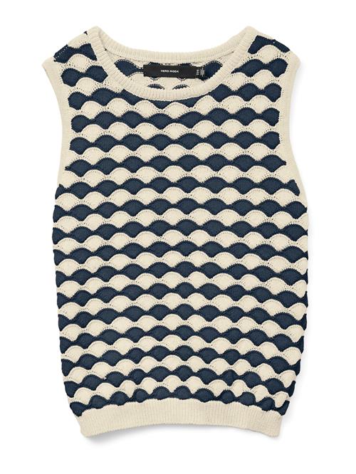 Vero Moda Petite Sticktop 'VMCARRY'  lysebeige / ultramarinblå