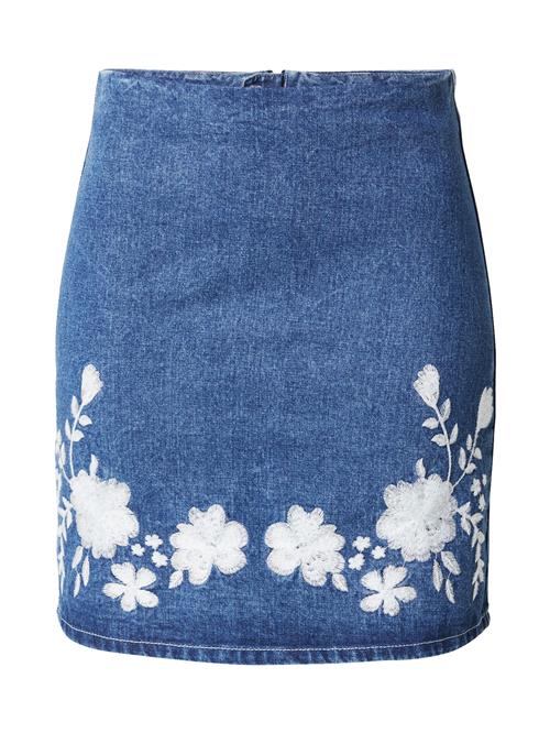 VILA Nederdel 'VIBROIDY'  blue denim / hvid