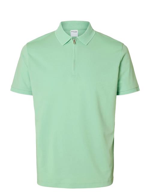 Slhfave Zip Ss Polo Selected Green