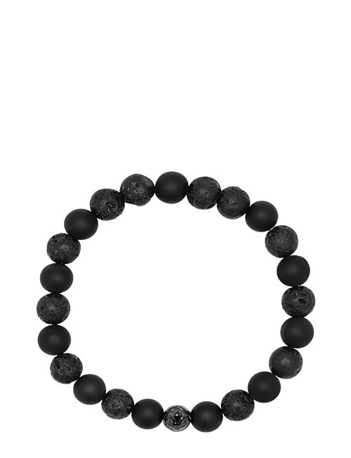 Men's Wristband With Lava St , Matte Onyx And Black Logo Ball Nialaya Black