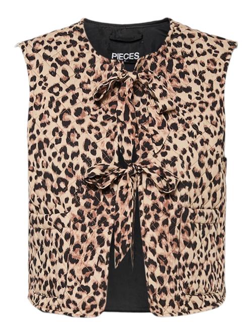 PIECES Vest 'Saria'  beige / brokade / sort