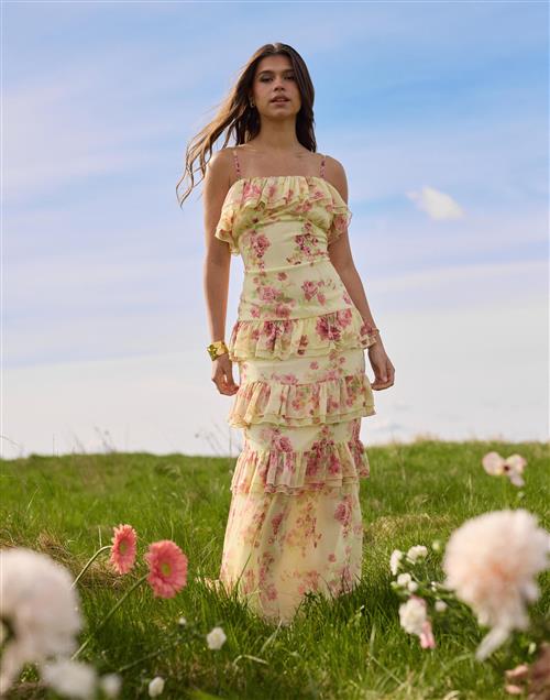 Nelly - Gul - Flounce Allover Dress