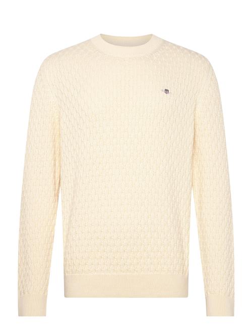 Textured Cotton C-Neck GANT Cream