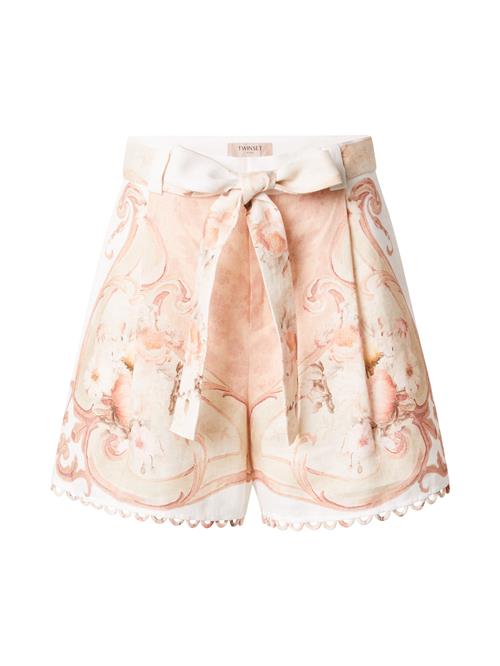 Twinset Bukser med lægfolder  orange / koral / hvid