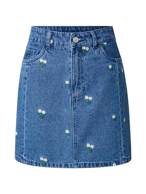 PIECES Nederdel 'PCFREIA'  blue denim / græsgrøn / hvid