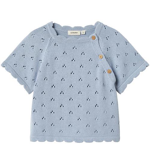 Lil Atelier Lil' Atelier T-shirt - Strik - NmfJola - Zen Blue m. HulmÃ¸nster