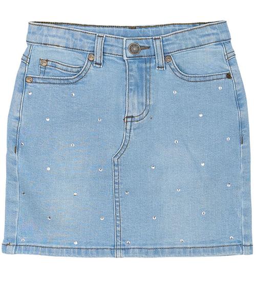 The New Nederdel - TnOda - LyseblÃ¥ denim m. Rhinsten