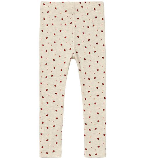 Name It Leggins - Rib - NmfDab - Peyote Melange m. Mariehøner
