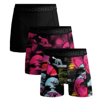 Muchachomalo 3P Cotton Stretch Binary Boxer Sort mønstret bomuld Small Herre