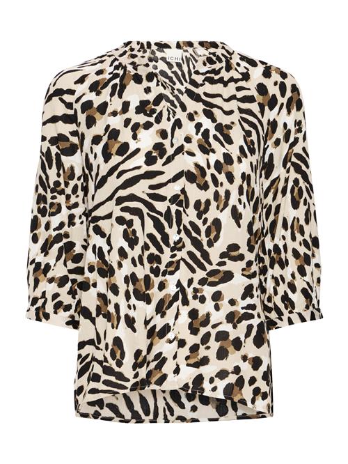 ICHI Bluse 'IHMARRAKECH'  beige / pueblo / lysebrun / sort