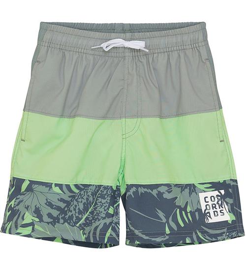 Color Kids Badeshorts - Colorblock - Green Ash m. Print