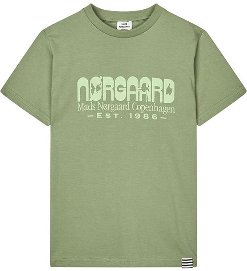 Mads Nørgaard T-shirt - Printed Thorlino - Oil Green m. Logo