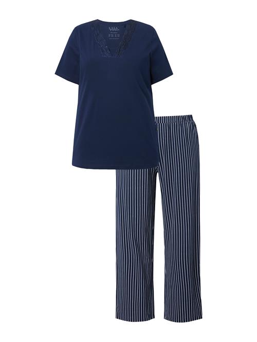 Ulla Popken Pyjamas  natblå / hvid