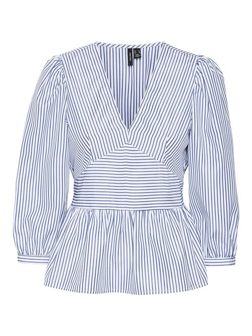 VERO MODA Bluse 'VMMaddie'  mørkeblå / hvid