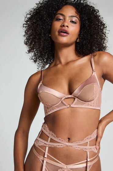 Se Hunkemöller Ikke-formstøbt longline-bøjle-bh Nisha Beige hos Hunkemøller
