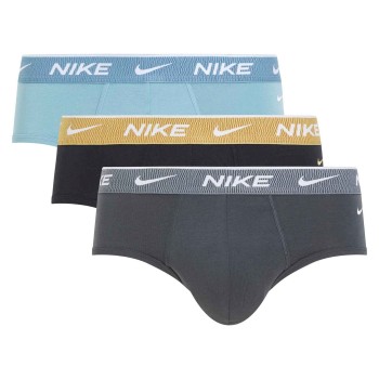 Nike 3P Everyday Essentials Cotton Stretch Hip Brief Grå/Blå bomuld Small Herre