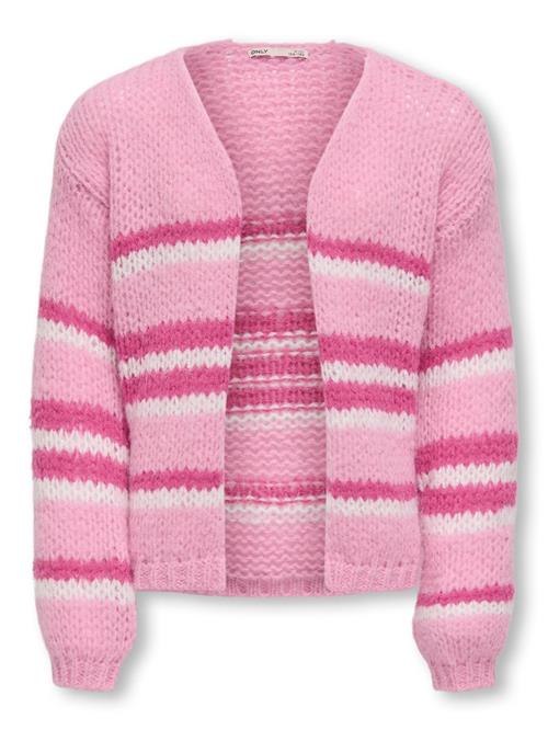 Se ONLY GIRLS Cardigan 'KOGNordic'  pink / lys pink / hvid ved About You