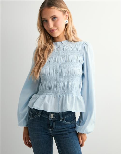 Nelly - Blå - Flirty Smock Blouse
