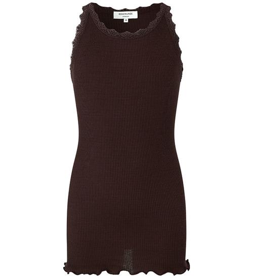 Rosemunde Top - Lang - Silke/Bomuld - Dark Espresso m. Blonder