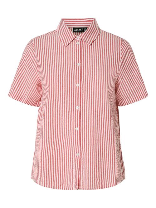 PIECES Bluse 'PCSally'  cranberry / hvid