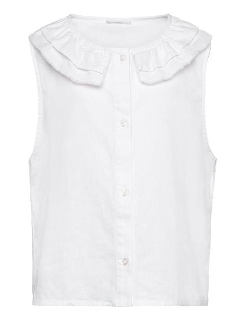 Button Linen-Blend Blouse Mango White