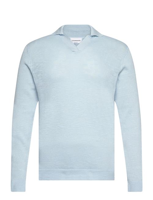 Casual L/S V-Neck Polo Knit Lindbergh Blue