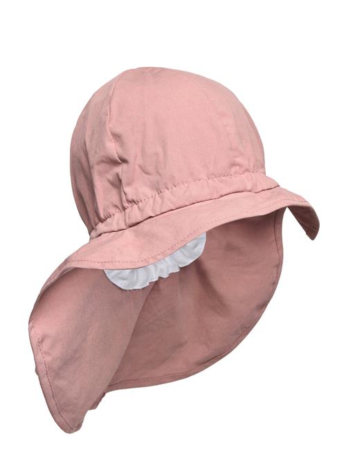 Hat W/Neck & Ties - Solid Melton Pink