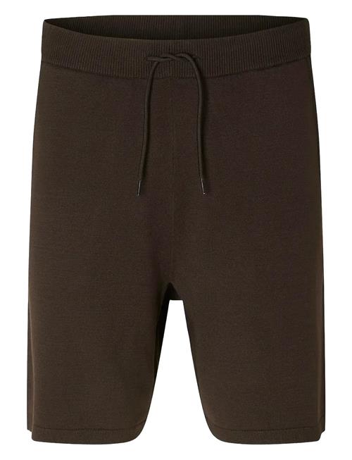 Slhteller Knit Shorts Selected Brown
