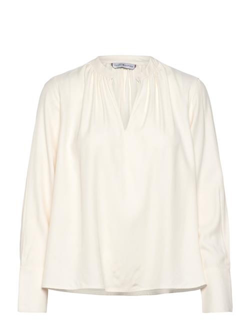 Soft Viscose V-Neck Ls Blouse Tommy Hilfiger White