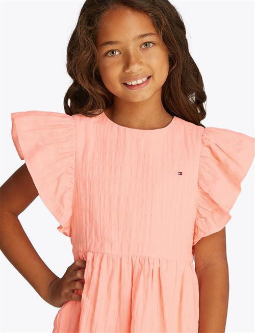 Textured Cotton Dress Ss Tommy Hilfiger Coral