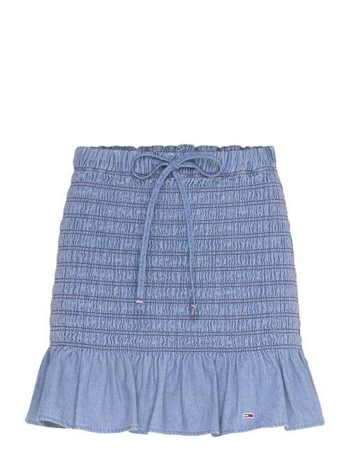 Se Tjw Chambray Ruched Skirt Tommy Jeans Blue ved Booztlet