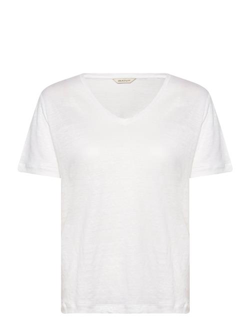 Reg Linen V-Neck Ss T-Shirt GANT White