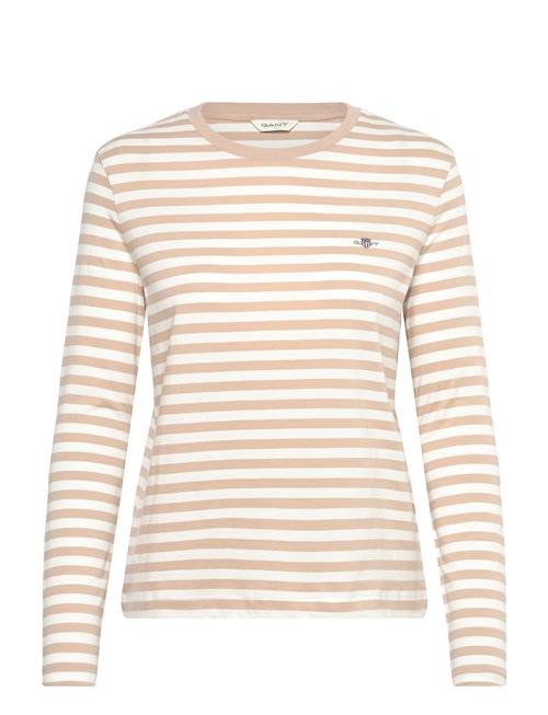 Reg Striped Shield Ls T-Shirt GANT Beige