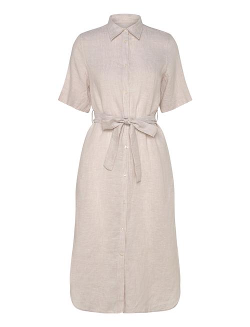 Reg Linen Ss Shirt Dress GANT Beige