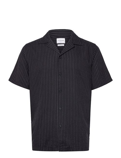 Striped Linen Blend Shirt S/S Lindbergh Navy