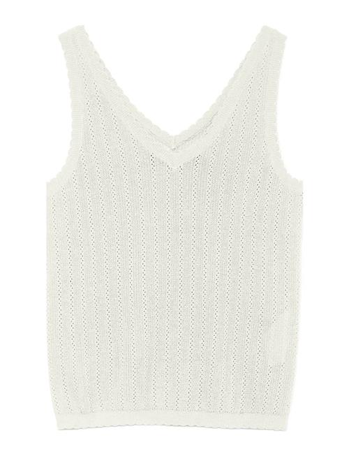 Vmluxlight Pointelle Sl V-Neck Top Vero Moda White