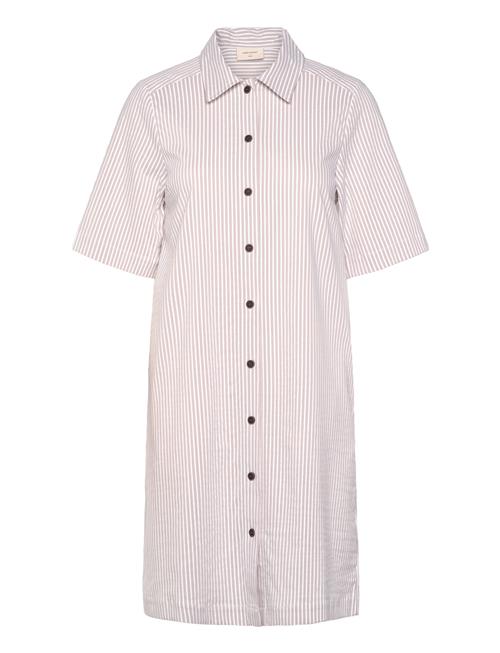 Shirt Dress From Freequent In A Soft Material With Yarn Dyed Stripes. The Dress FREE/QUENT Beige