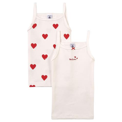 Petit Bateau 2-pak Heart Print Tanktoppe Lyserøde | Hvid | 6 years