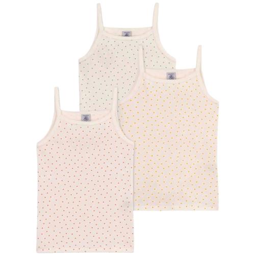 Petit Bateau 3-pak Hjertemønstrete Tanktoppe Cremefarvet | Hvid | 2 years