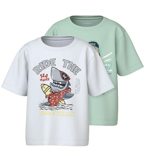 Name It T-shirt - NmmVanyo - 2-Pak - Honeydew/Bright White