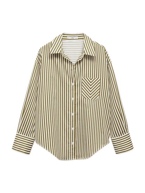 MANGO Bluse 'FONTANA'  oliven / hvid