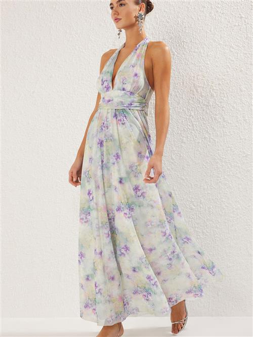 Trendyol Festkjole  pastelgrøn / lysegrøn / lilla / offwhite