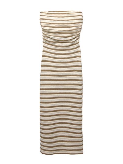 Pull&Bear Strikkjole  creme / mørkebeige