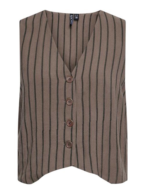 PIECES Vest 'PCPia'  brokade / mørkebrun