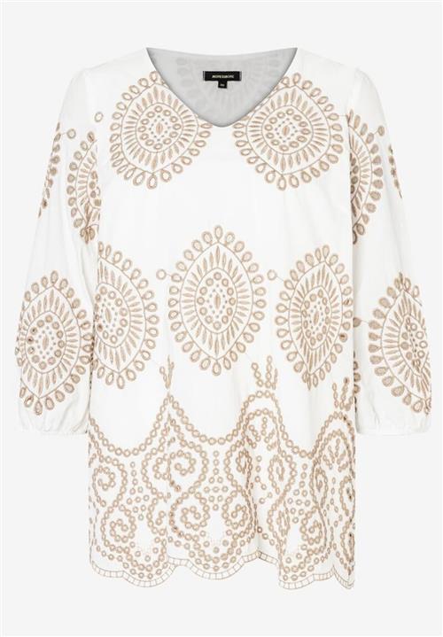 MORE & MORE Bluse  sand / hvid
