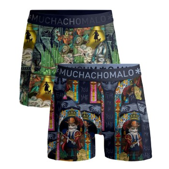 Muchachomalo 2P Puss Boots Wizard Oz Boxer Flerfarvet bomuld Large Herre